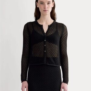Everlane Lace Knit Black Cardigan NWT